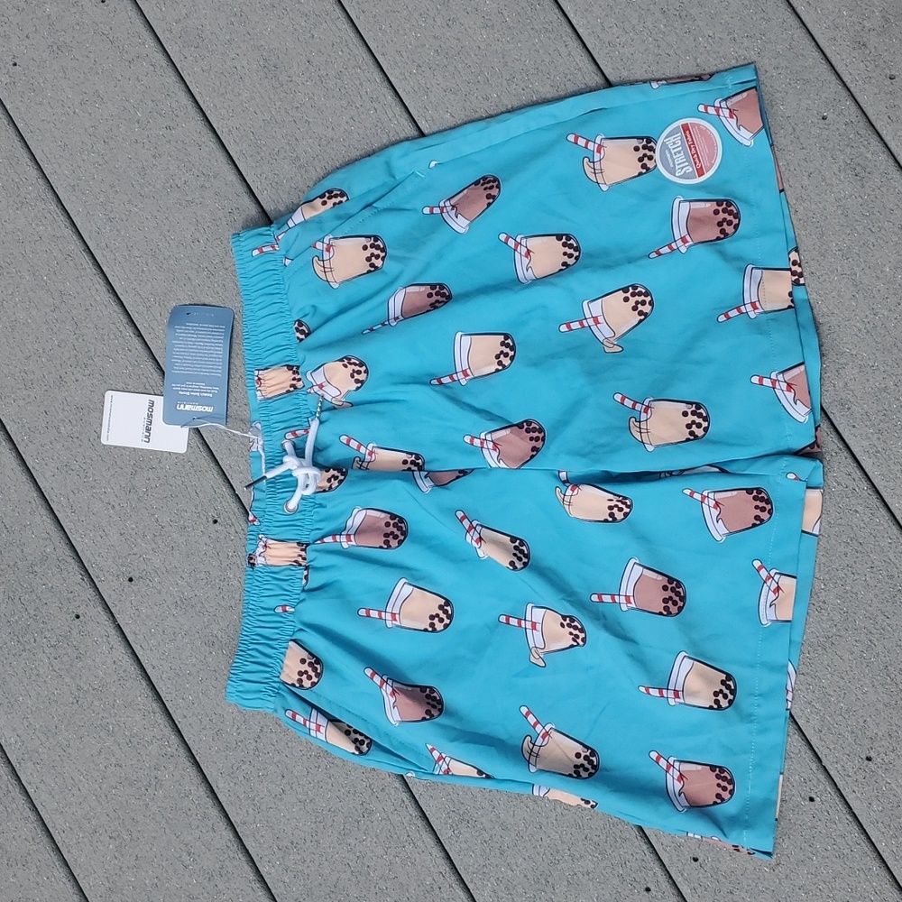 NWT Mosmann Australia Bubble Tea Tie Waist Swim Shorts